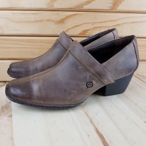 Born Distressed Brown Leather Booties Shooties Ankle Boots Slip-on Women's 8.5M